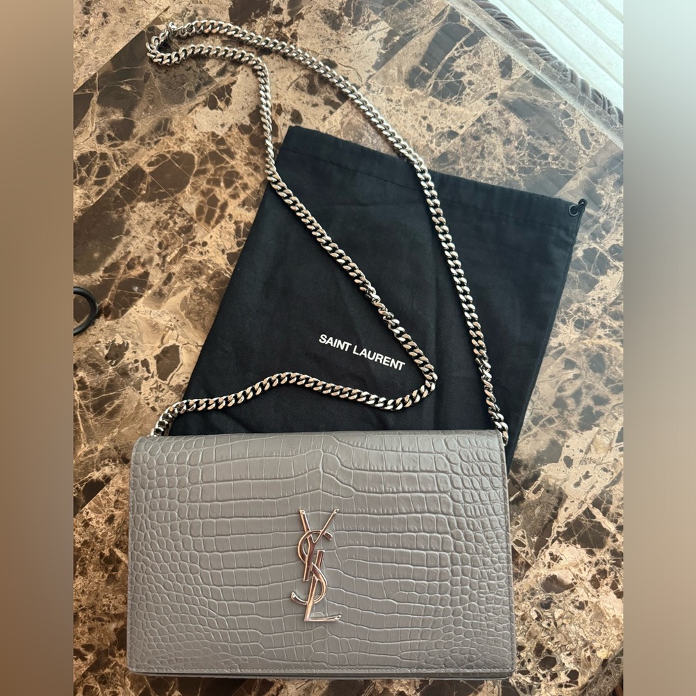 YSL Small Kate in Crocodile Embossed Leather